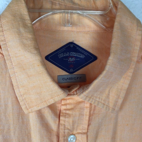 Bills Khakis linen orange button front shirt -L - Picture 4 of 10